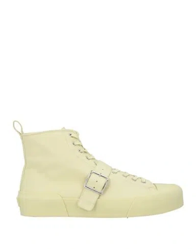 Jil Sander Man Sneakers Light Yellow Size 9 Leather In White