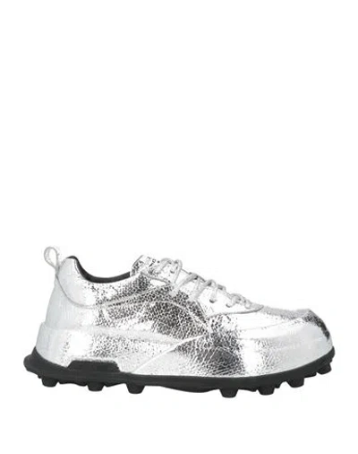 Jil Sander Man Sneakers Silver Size 8 Leather