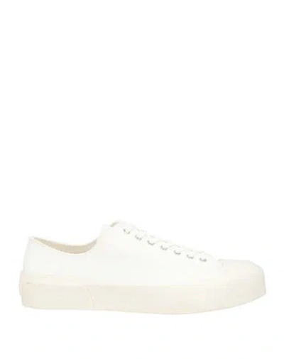 Jil Sander Man Sneakers White Size 12 Textile Fibers, Soft Leather