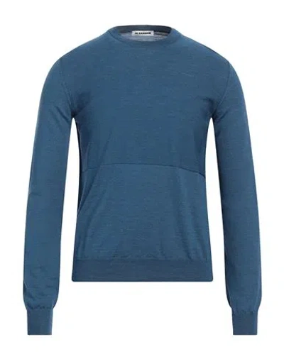 Jil Sander Man Sweater Blue Size 46 Virgin Wool