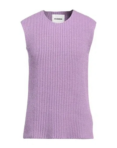 Jil Sander Man Sweater Light Purple Size 38 Wool, Cotton