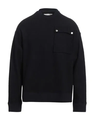 Jil Sander Man Sweatshirt Midnight Blue Size 36 Wool, Polyamide In Black