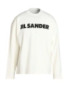 Jil Sander Men White Crewneck Sweatshirt With Contrasting Logo Print At The Front In Cotton Man In White