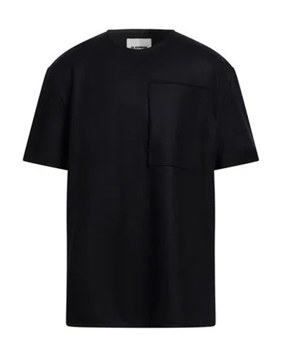 Jil Sander Man T-shirt Midnight Blue Size 40 Wool