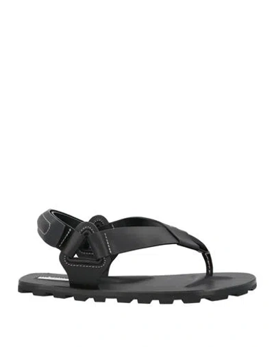 Jil Sander Man Thong Sandal Black Size 9 Leather