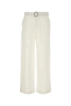 Jil Sander White Cotton Wide-leg Pant In White