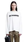 Jil Sander Men White Crewneck Sweatshirt With Contrasting Logo Print At The Front In Cotton Man In White