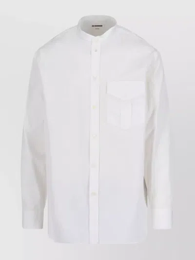 Jil Sander Mandarin Collar Shirt Chest Pocket In White