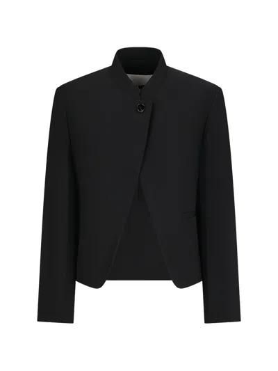 Jil Sander Mandarin-collar Wool Jacket In Black