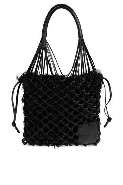 Jil Sander Leather Tote Bag In Black