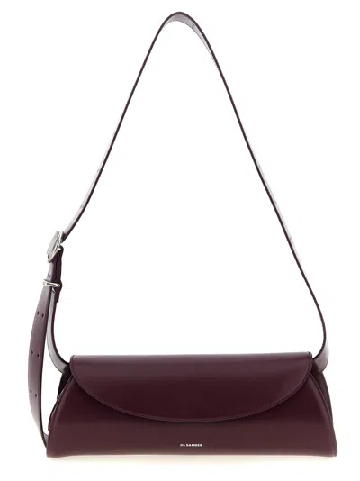 Jil Sander Maroon Cannolo Small Shoulder Bag