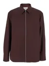 Jil Sander Bordeaux Shirt With Classic Collar And Front Zip Closure In Brown