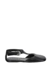 Jil Sander Leather Mary Jane Flats In Black