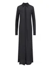 Jil Sander Sheer Fabric Knee Length Dress With Cuffed Sleeves In Black  