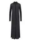 Jil Sander Sheer Fabric Knee Length Dress With Cuffed Sleeves In Black