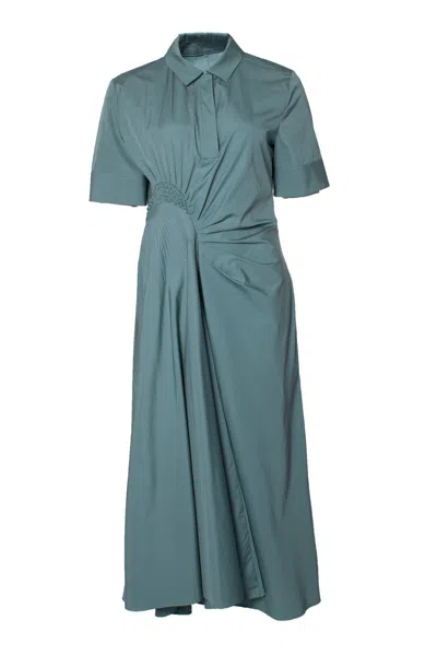 Jil Sander Maxi Dress With Wrinkled Detail In Blue
