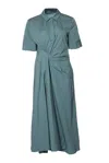 Jil Sander Maxi Dress With Wrinkled Detail In Green