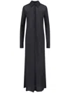 Jil Sander Sheer Fabric Knee Length Dress With Cuffed Sleeves In Black