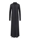 Jil Sander Sheer Fabric Knee Length Dress With Cuffed Sleeves In Black