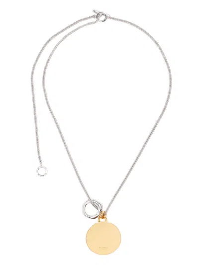 Jil Sander Medallion Pendant Necklace In Orange