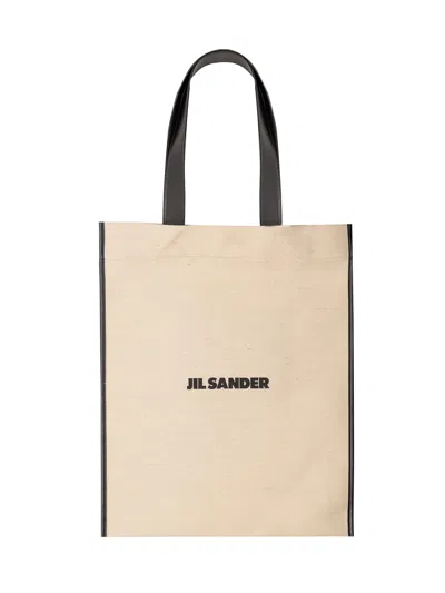 Jil Sander Media Tote Bag In Natural