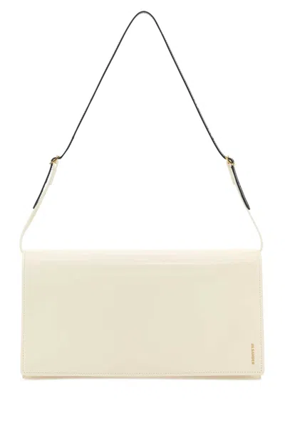 Jil Sander Medium Calf Leather Shoulder Handbag With Gold-tone Hardware In White