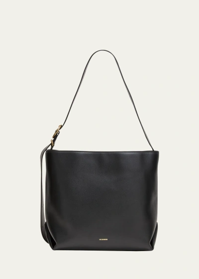 Jil Sander Medium Calf Leather Tote Bag In 001 Black