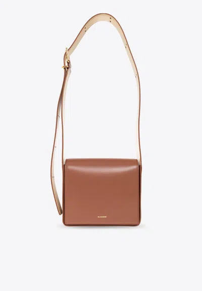 Jil Sander Medium Crossbody Bag In Calf Leather In Brown