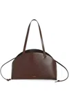 Jil Sander Chocolate Leather Medium Curve Shoulder Bag In Brown