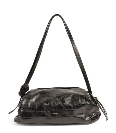 Jil Sander Medium Drawstring Detail Shoulder Bag In Black