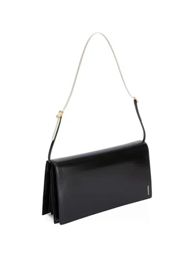 Jil Sander Medium File Leather Shoulder Bag In Black