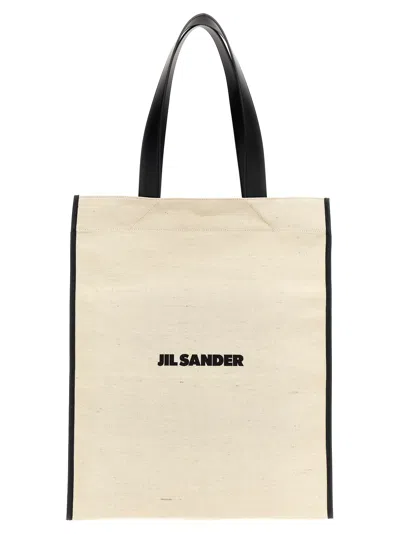 Jil Sander Medium Flat Shopper Shoulder Bag In Neutral