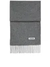 Jil Sander Rectangular Scarf Fringe Detail Versatile Accessory In Gray