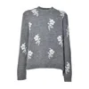 Jil Sander Medium Grey Knitted Sweater With Floral Motifs In Animal Print