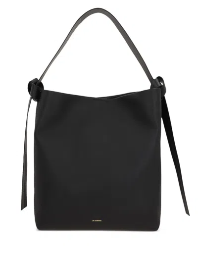 Jil Sander Knot Strap Shoulder Bag In Black