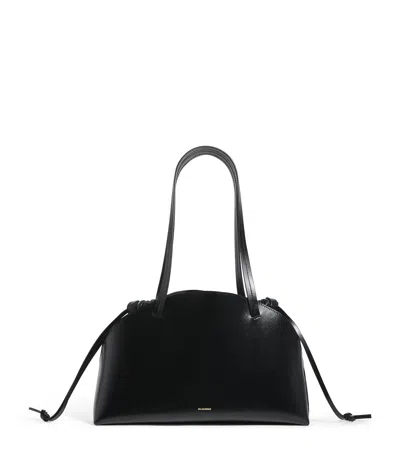 Jil Sander Medium Leather Curve Shoulder Bag In Black