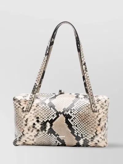 Jil Sander Medium Leather Handbag Snakeskin Effect In White