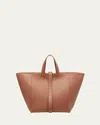 Jil Sander Medium Square Leather Tote Bag In Cherrywood