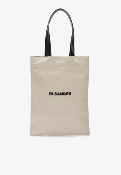 Jil Sander Beige Medium Book Tote In Natural