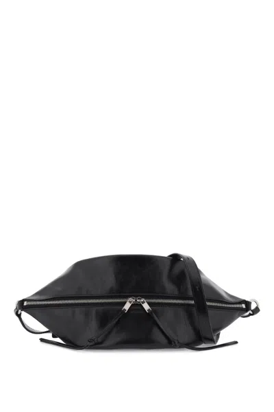 Jil Sander Medium Shoulder Bag In Brushed Leather In Black