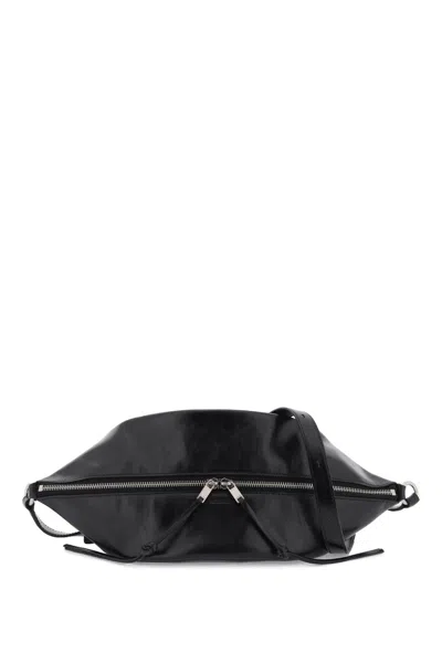 Jil Sander Medium Shoulder Bag In Brushed Leather In Black (black)
