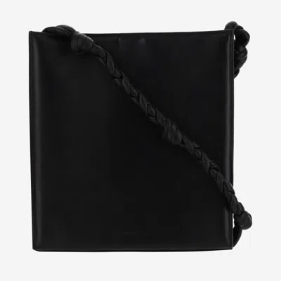 Jil Sander Medium Tangle Leather Shoulder Bag In Black