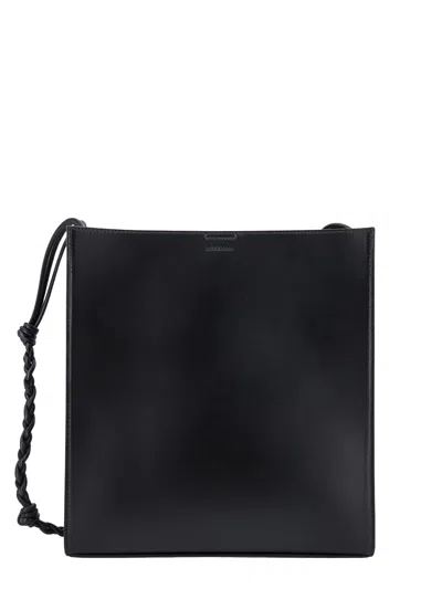 Jil Sander Medium Tangle Bag In Black Leather In 1