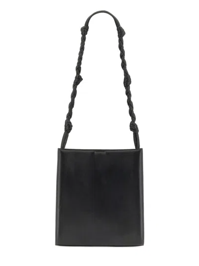 Jil Sander Medium Tangle Leather Shoulder Bag In Black