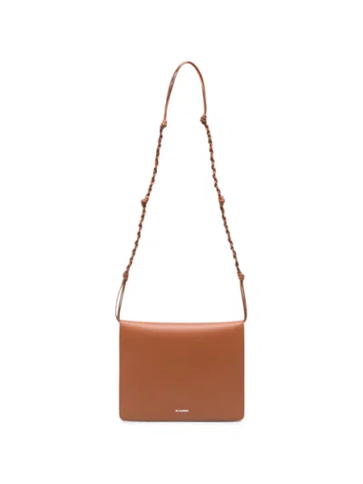 Jil Sander Tangle Medium Leather Crossbody Bag In Brown