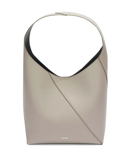 Jil Sander Medium Vertigo Leather Shoulder Bag In Grey