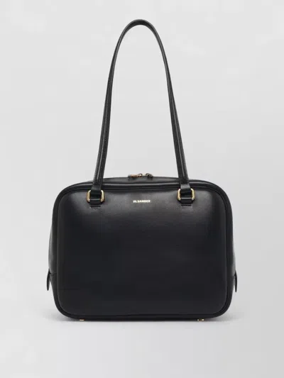 Jil Sander Medium Vision Leather Shoulder Bag In Black
