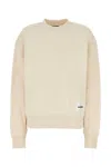 Jil Sander Oversized Cotton Sweatshirt With Subtle Logo Patch In Dune