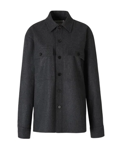 Jil Sander Mélange-effect Virgin-wool Shirt In Black