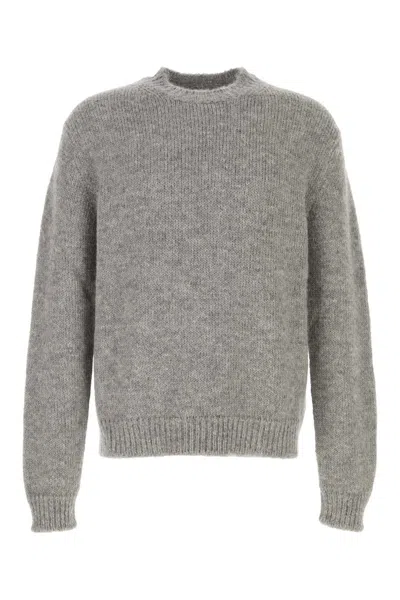 JIL SANDER JIL SANDER MELANGE GREY ALPACA BLEND SWEATER